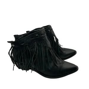 Vintage DIESEL "Drifter" Black Leather Fringe Western Boots US 7